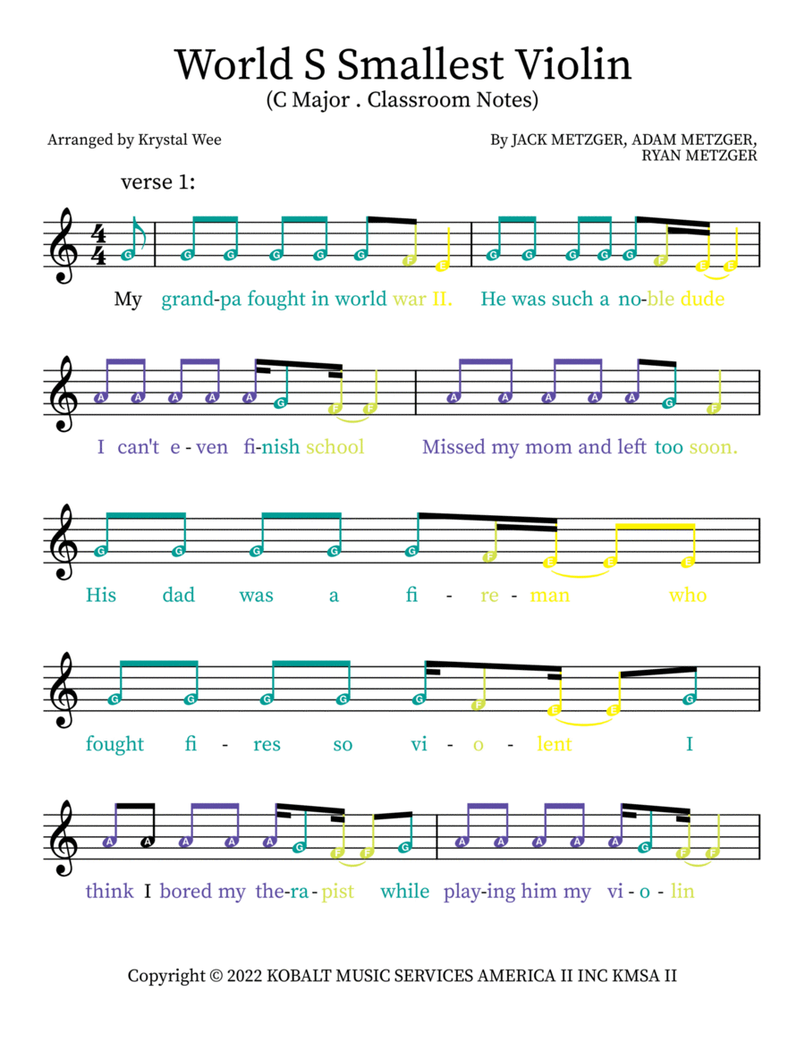 World S Smallest Violin Violin scores gallery preview page 1
