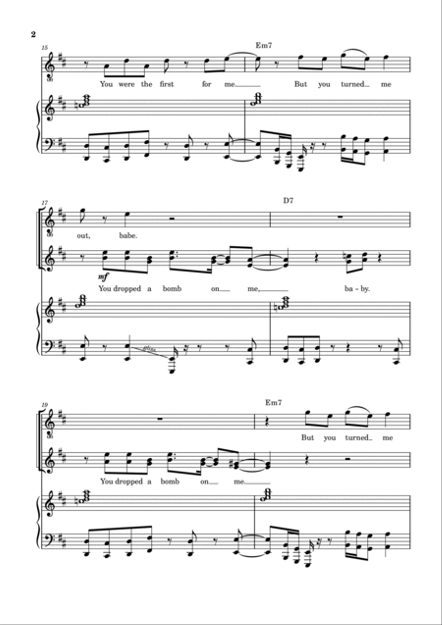 You Dropped A Bomb On Me Piano, Vocal, Guitar scores gallery preview page 3