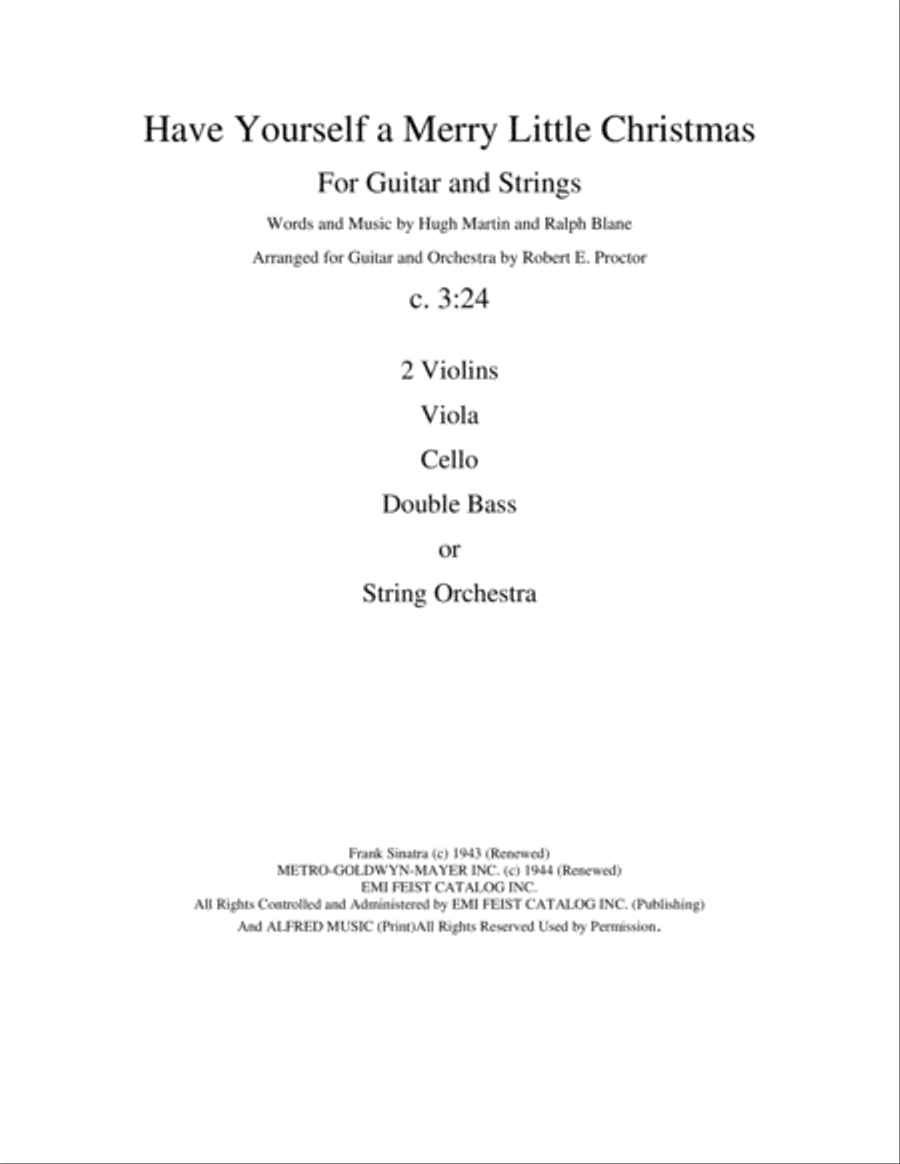 Have Yourself A Merry Little Christmas from MEET ME IN ST. LOUIS String Orchestra scores gallery preview page 1