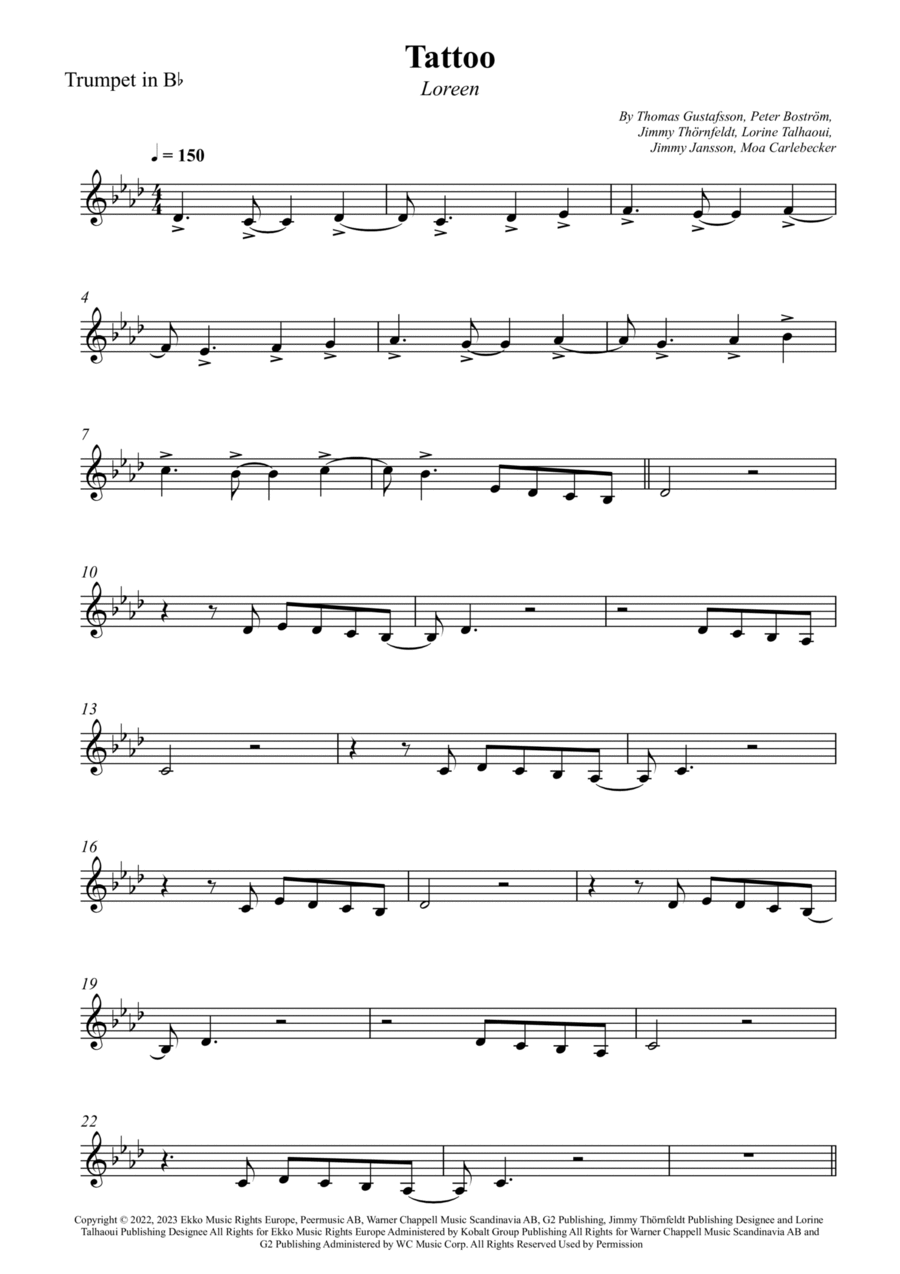 Tattoo B-Flat Trumpet scores gallery preview page 1