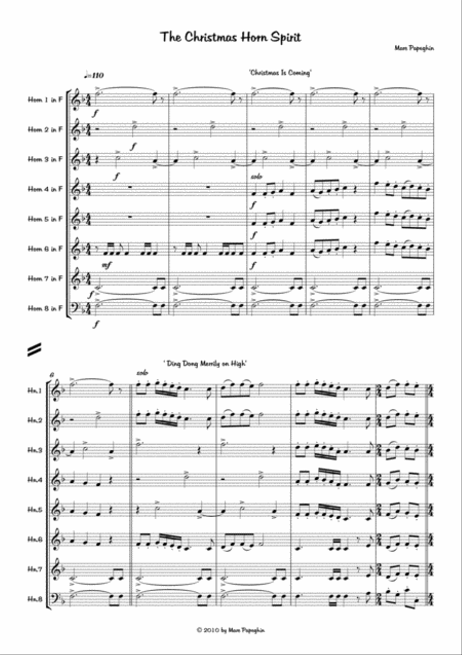 The Christmas Horn Spirit // French Horn Octet Brass Ensemble scores gallery preview page 2
