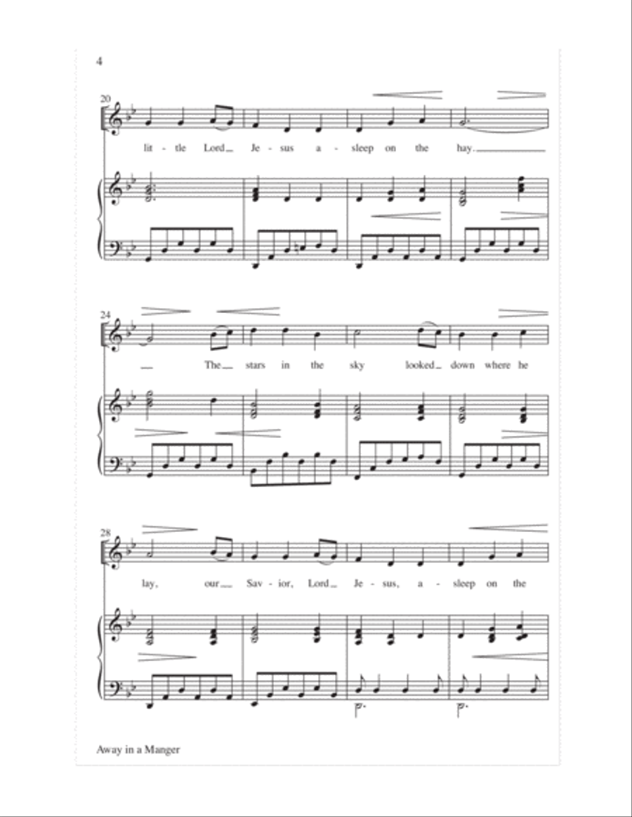 Away in a Manger 4-Part scores gallery preview page 5