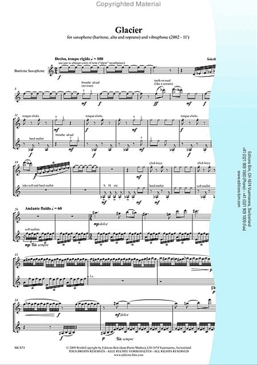 Glacier Baritone Saxophone scores gallery preview page 2