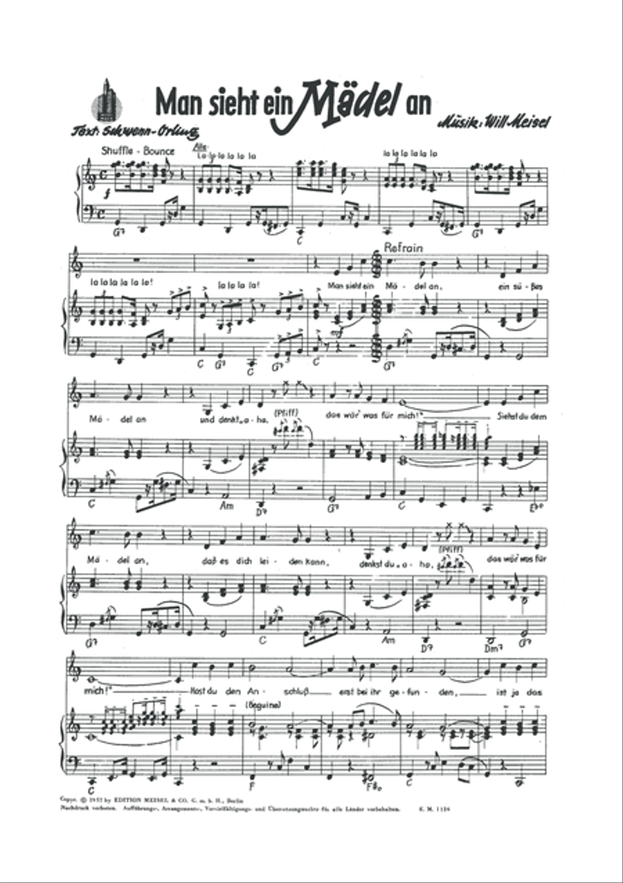 Man sieht ein Madel an (Neufassung) Piano, Vocal scores gallery preview page 2