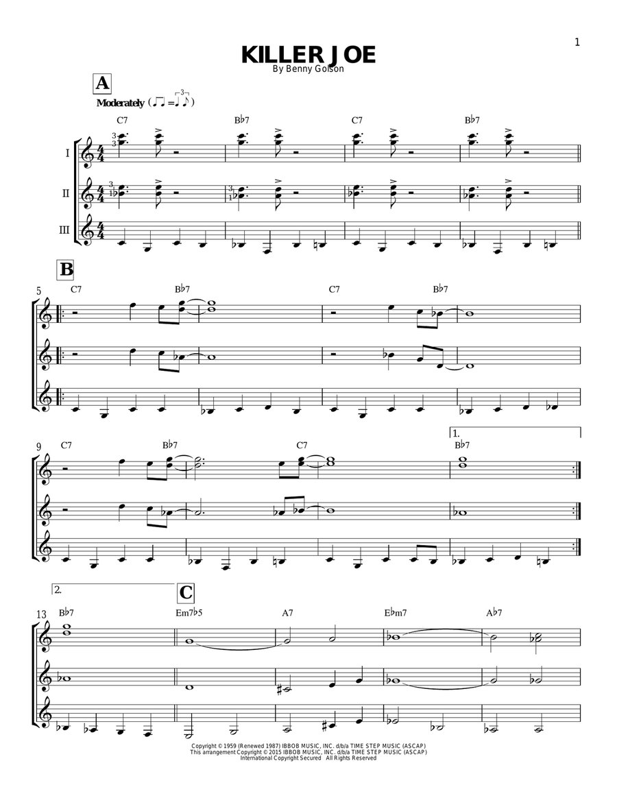 Killer Joe Guitar Ensemble scores gallery preview page 1