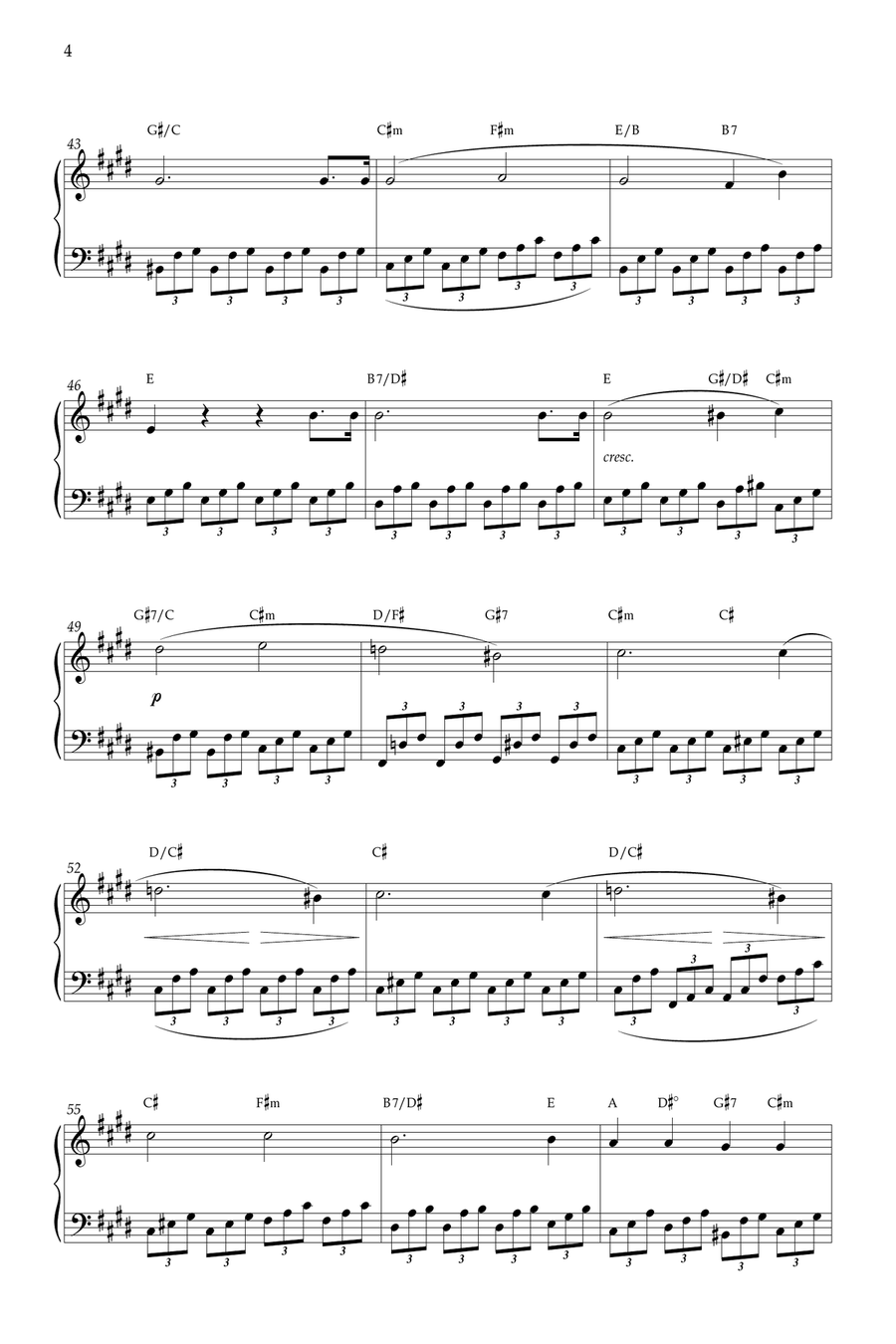 Moonlight Sonata (Beethoven) C# minor - Piano and chords Piano Solo scores gallery preview page 4