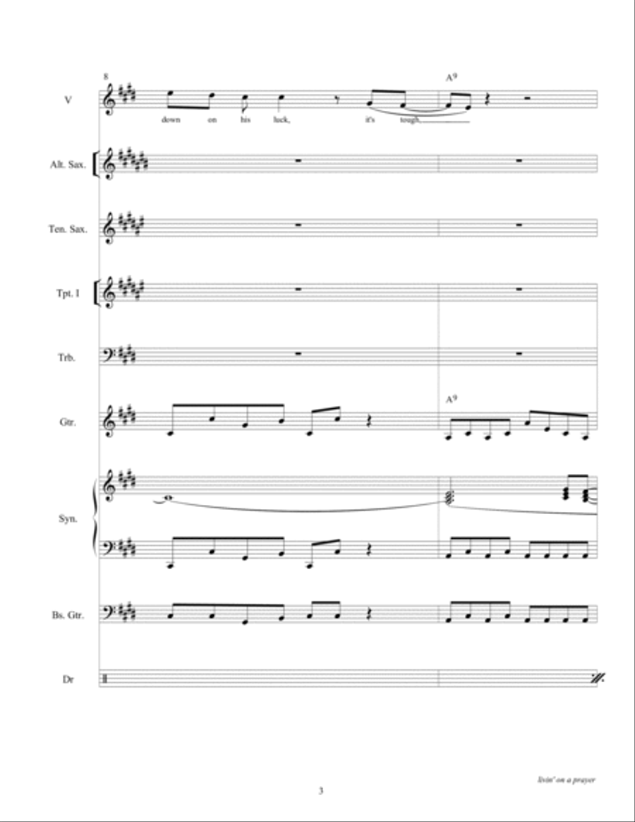 Livin' On A Prayer Small Ensemble scores gallery preview page 5