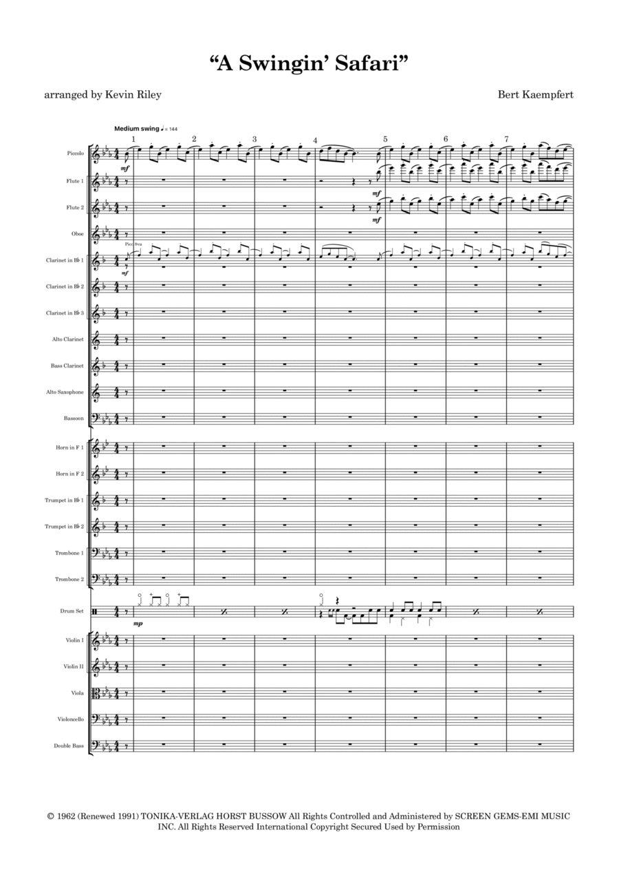 A Swingin' Safari Full Orchestra scores gallery preview page 1