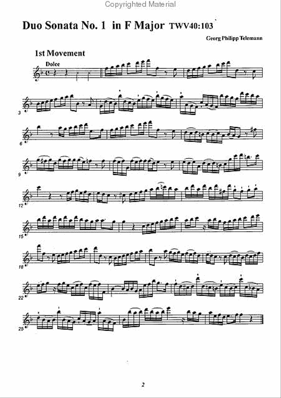 Duo Sonata No. 1 F Major Alto Recorder scores gallery preview page 2