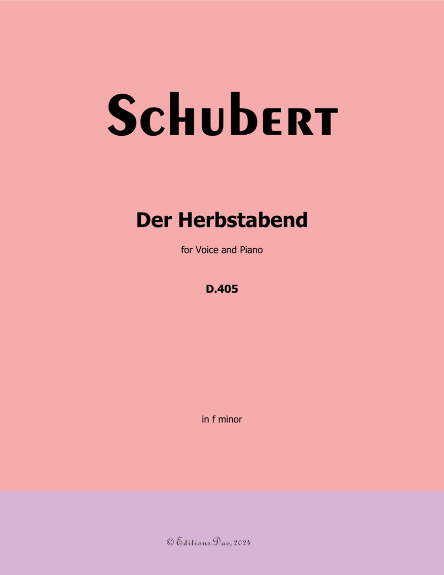 Der Herbstabend, by Schubert, D.405, in f minor Voice scores gallery preview page 1