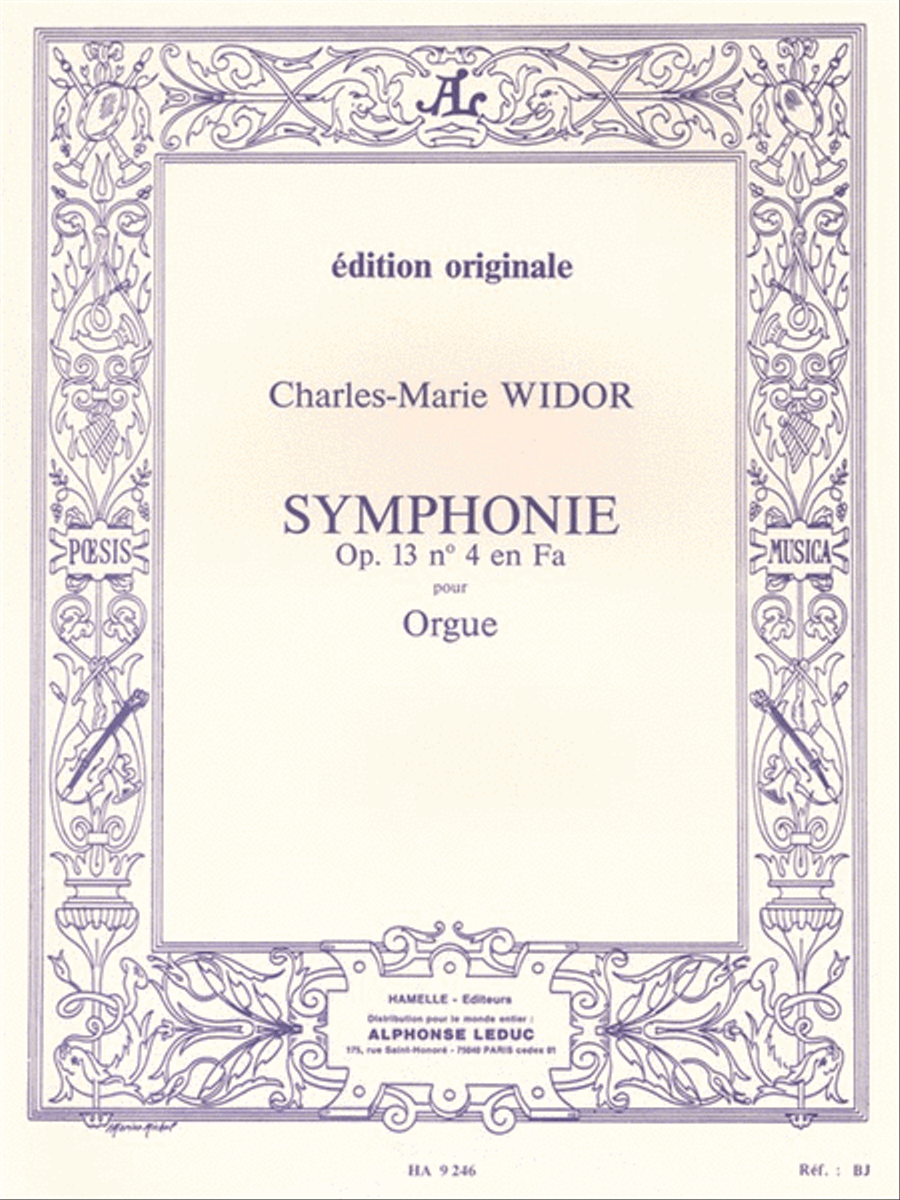 Widor Symphonie No4 Op13 Organ Book Organ scores gallery preview page 1
