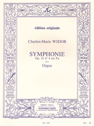 Book cover for Widor Symphonie No4 Op13 Organ Book