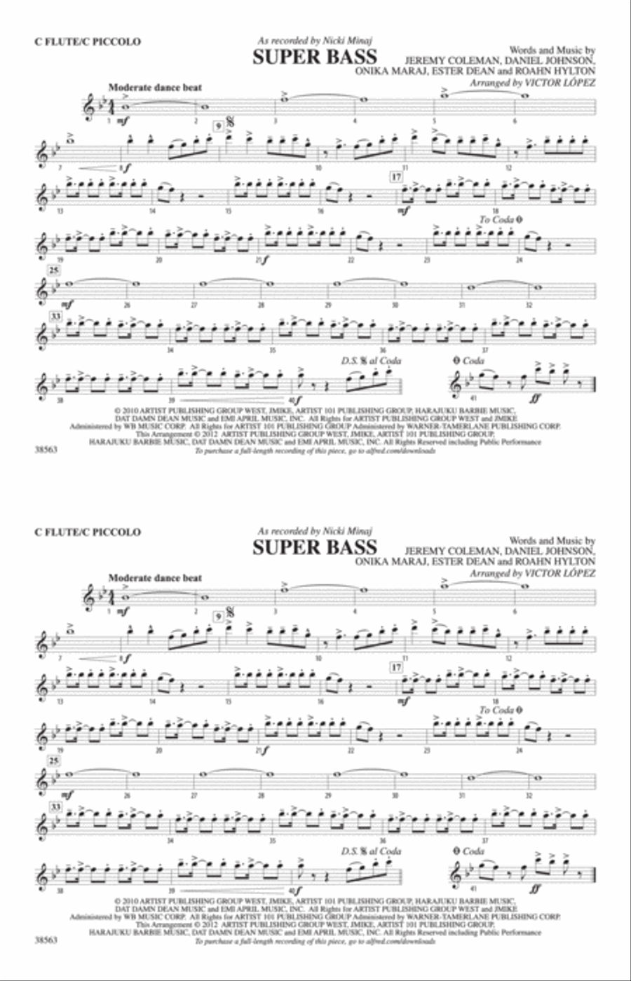 Super Bass: Flute Marching Band scores gallery preview page 1