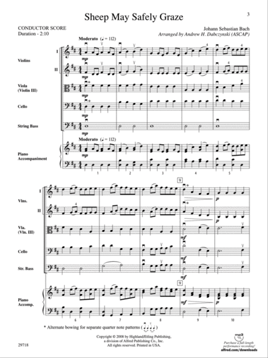 Sheep May Safely Graze String Orchestra scores gallery preview page 2