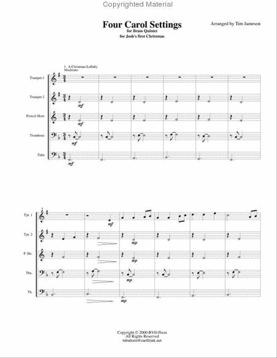 4 Carol Settings Brass Quintet scores gallery preview page 2