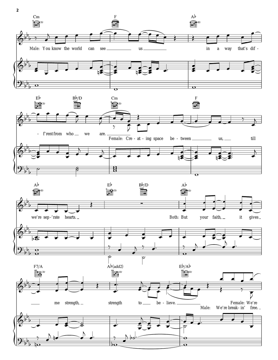 Breaking Free (from High School Musical) Piano, Vocal, Guitar scores gallery preview page 2