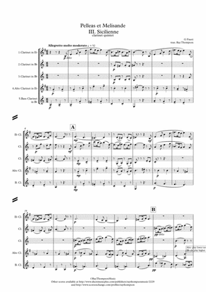 Book cover for Fauré: Pelleas et Melisande Op.78 III. Sicilienne - clarinet quintet