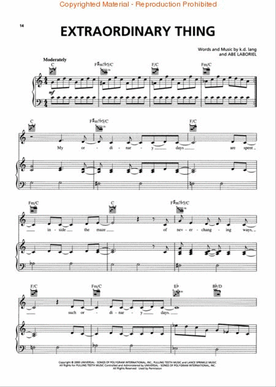 Best of k.d. lang Piano, Vocal, Guitar scores gallery preview page 4