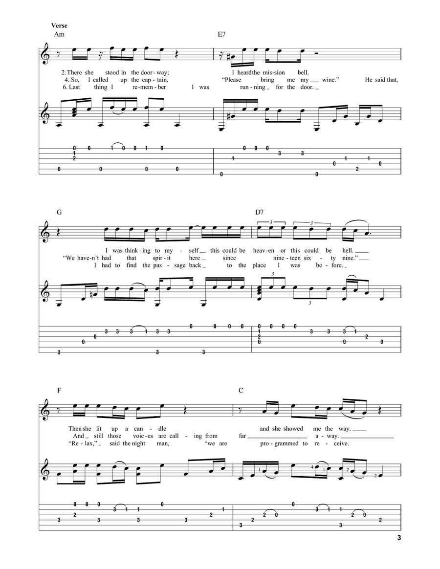 Hotel California Hotel California Acoustic Guitar scores gallery preview page 3