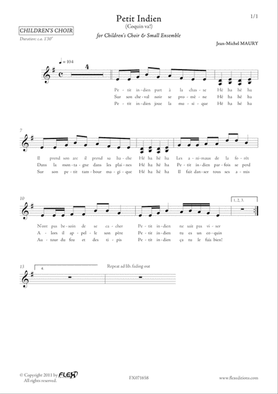 Petit Indien Children's Choir scores gallery preview page 5
