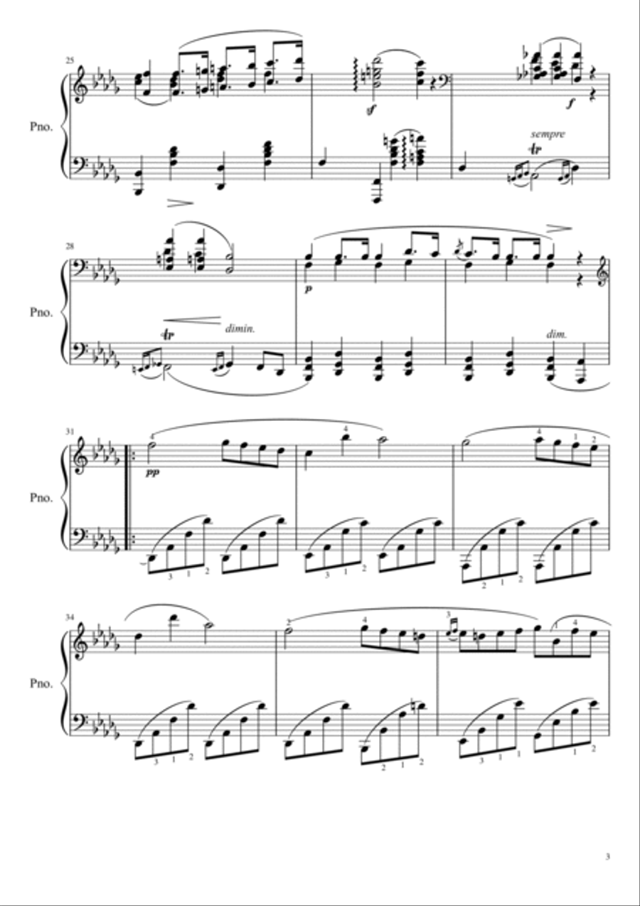 Chopin - Sonate Op. 35 - 3rd Mvt - Marche Fùnebre - Original With Fingered Piano Solo scores gallery preview page 3