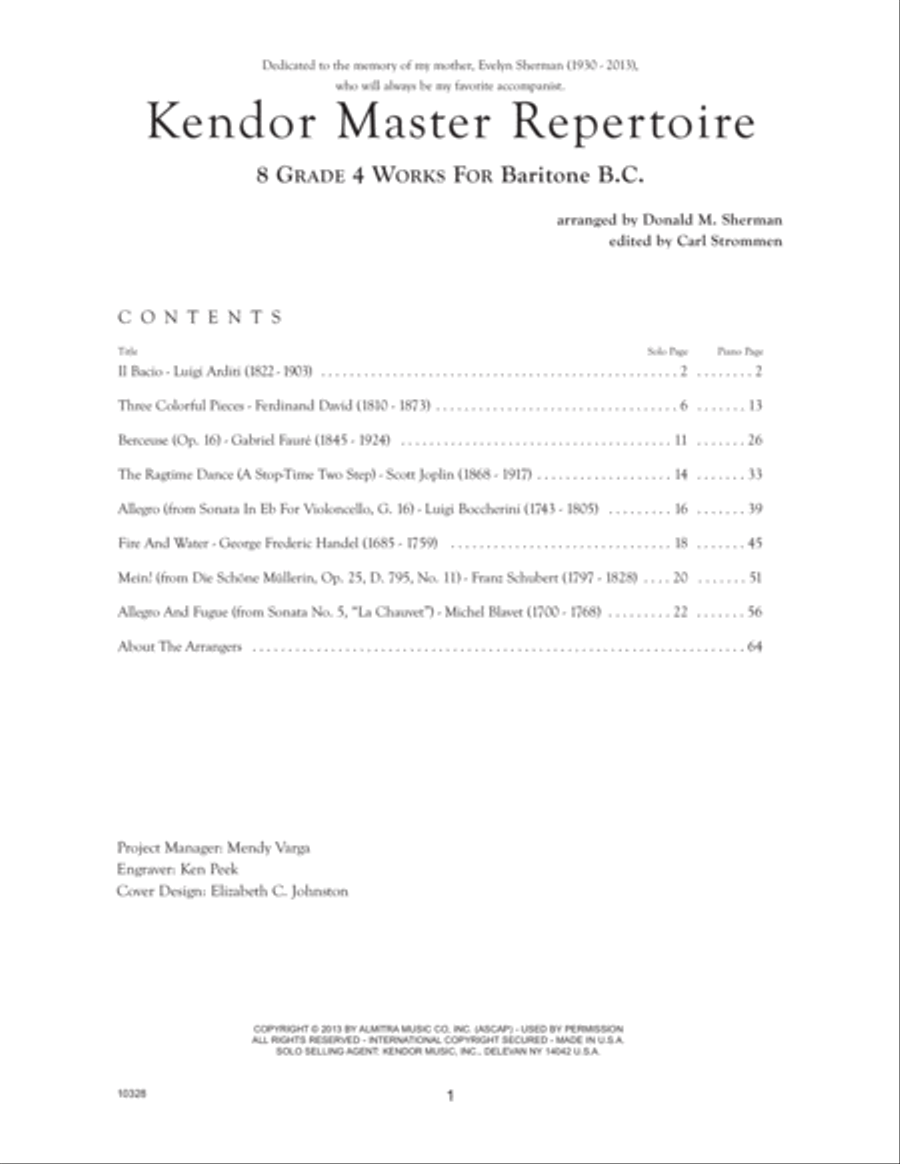 Kendor Master Repertoire - Baritone B.C. with Piano Accompaniment Baritone Horn BC scores gallery preview page 2