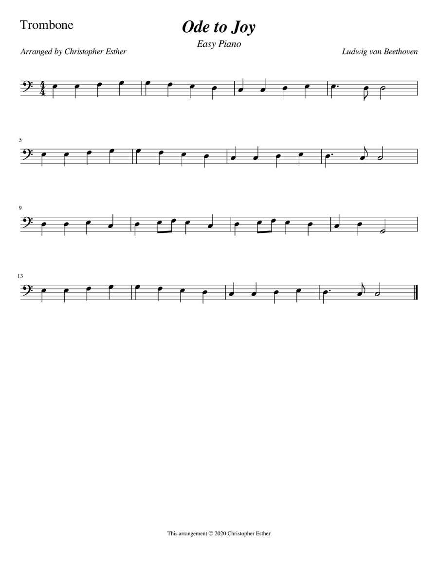 Ode to Joy (Trombone) Trombone Solo scores gallery preview page 1