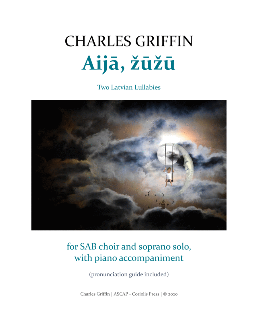 Aija, zuzu - Two Latvian Lullabies - SAB & Piano w Soprano Solo 3-Part scores gallery preview page 1