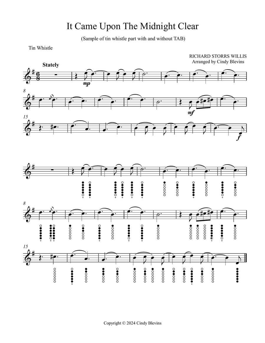 It Came Upon the Midnight Clear, for Piano and Tin Whistle (D) Piano scores gallery preview page 2
