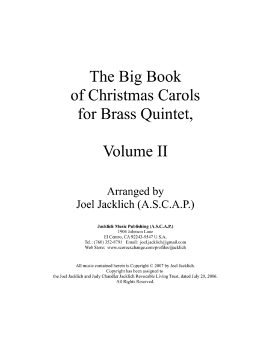 The Big Book of Christmas Carols for Brass Quintet, Vol. II Brass Quintet scores gallery preview page 1
