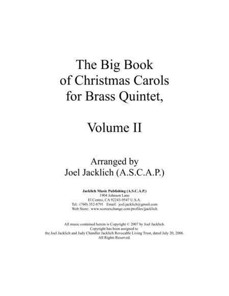 The Big Book of Christmas Carols for Brass Quintet, Vol. II Brass Quintet - Digital Sheet Music