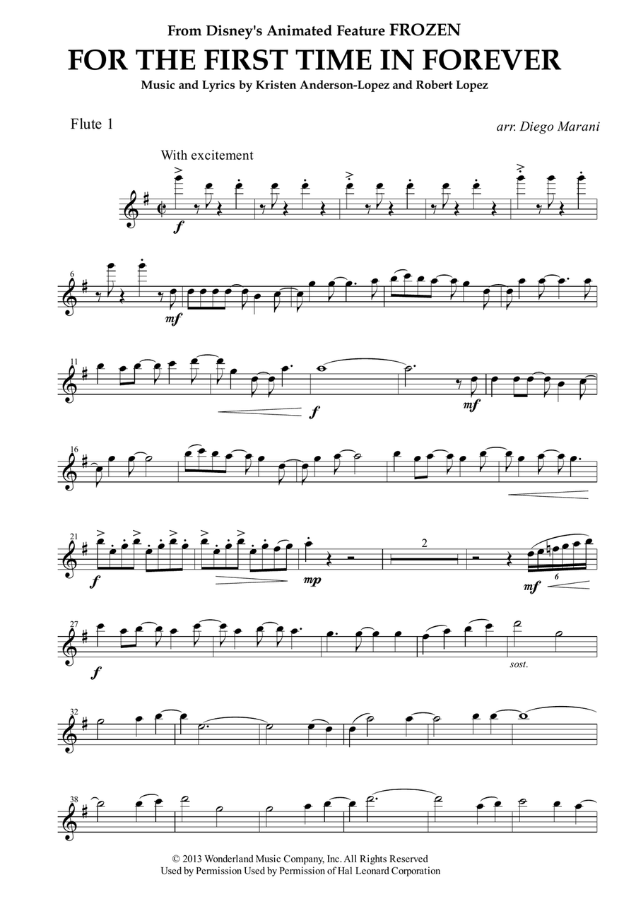 For The First Time In Forever Woodwind Quartet scores gallery preview page 1
