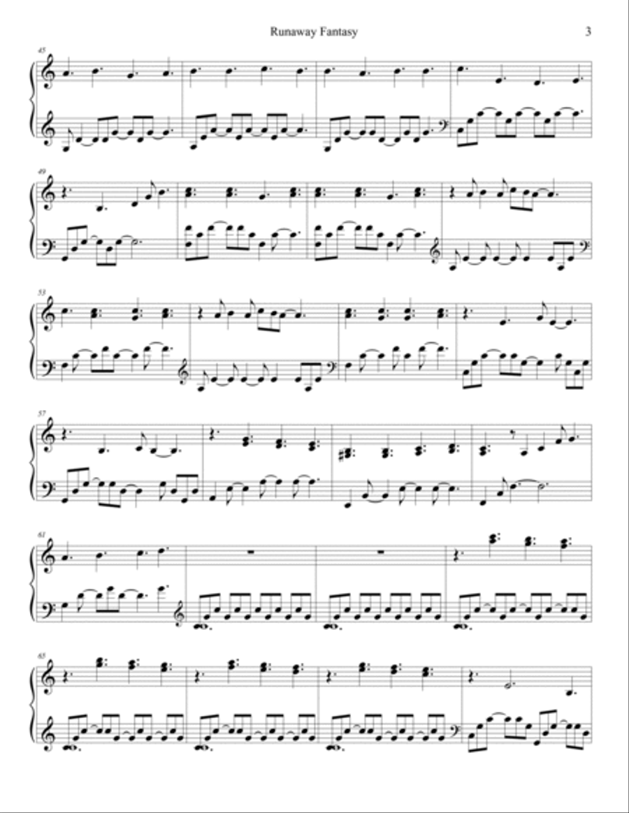 Runaway Fantasy Piano Solo scores gallery preview page 3