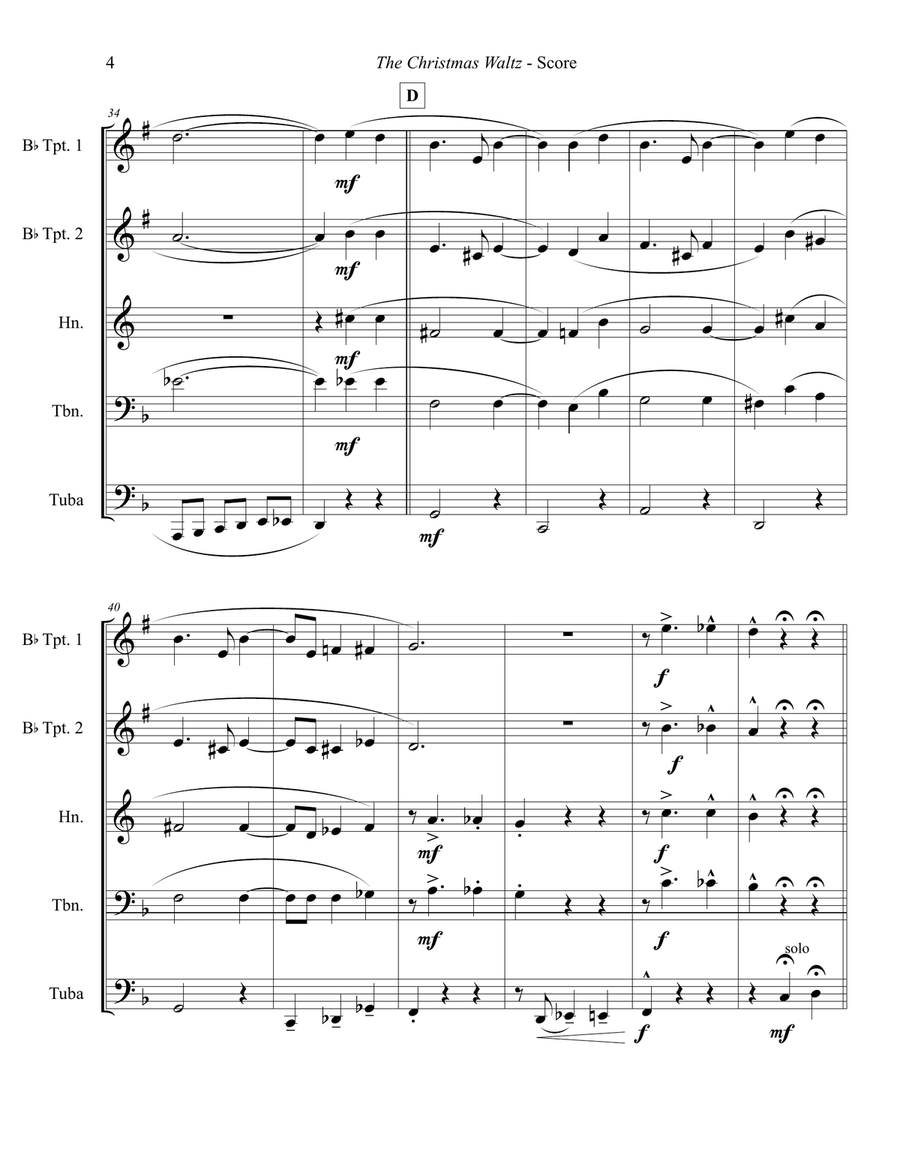 The Christmas Waltz Brass Ensemble scores gallery preview page 5