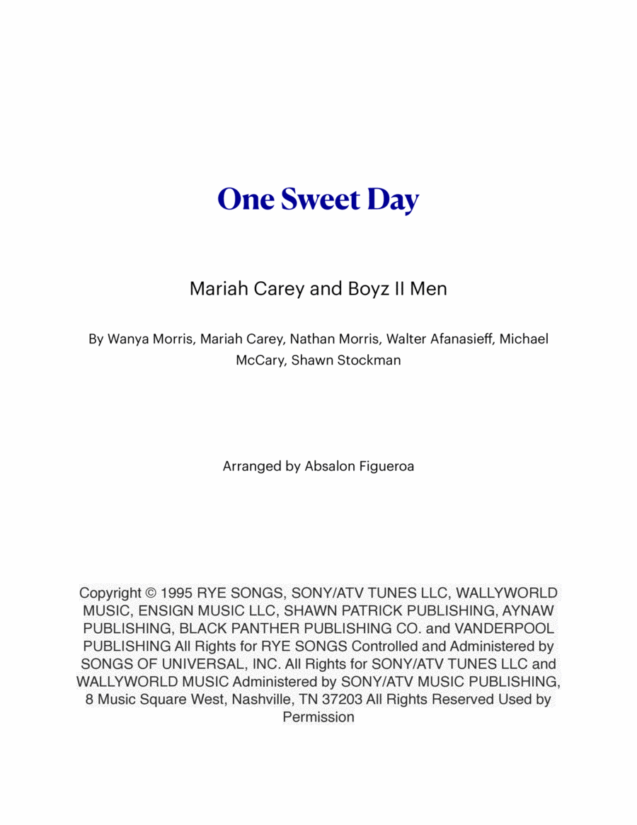 One Sweet Day TTBB scores gallery preview page 1