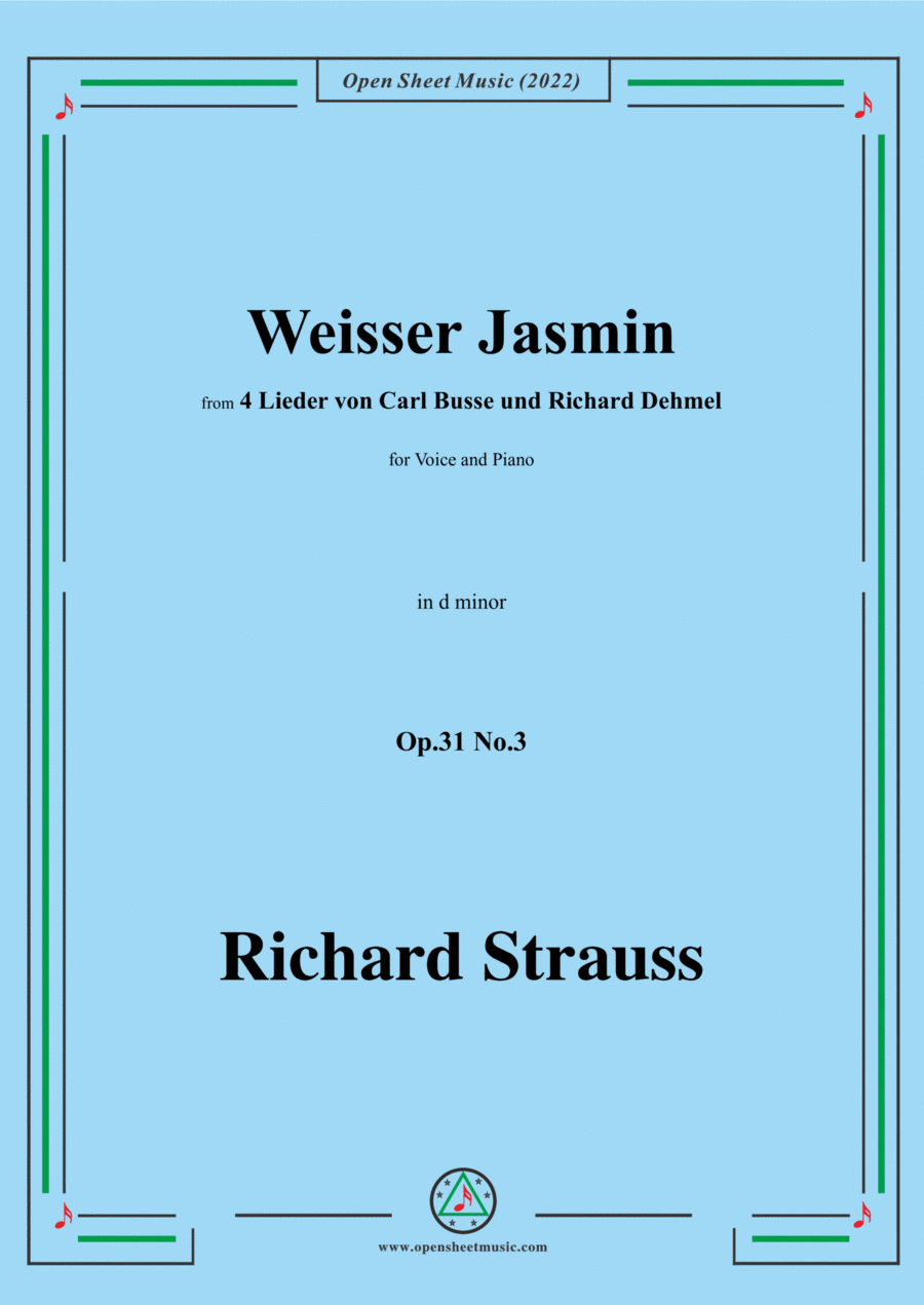 Richard Strauss-Weißer Jasmin,in d minor,Op.31 No.3 Voice scores gallery preview page 1