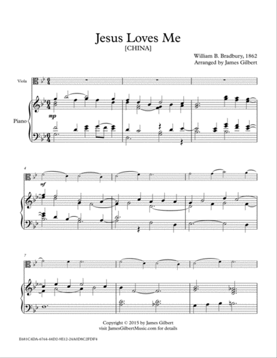 Jesus Loves Me Viola scores gallery preview page 1