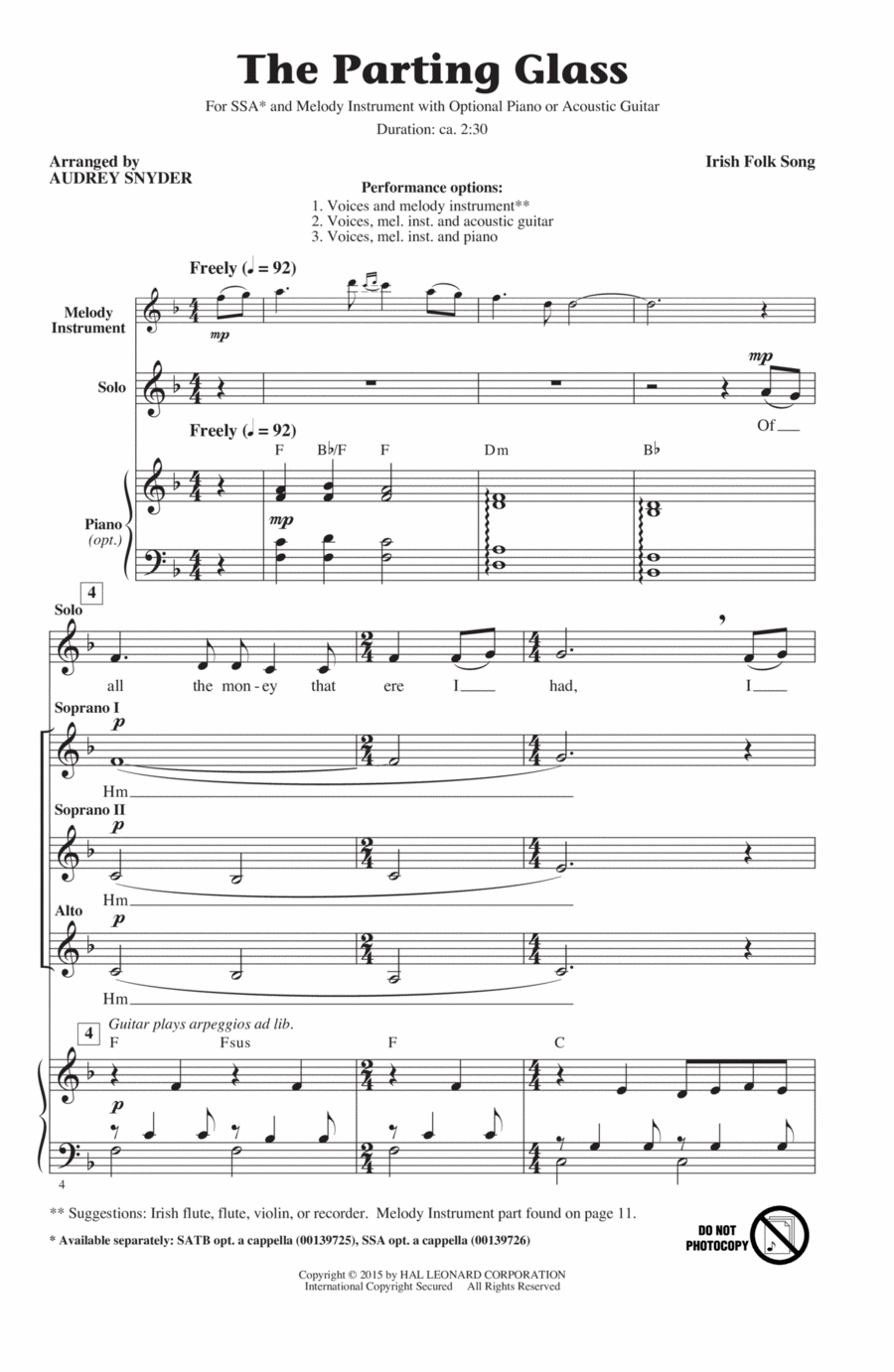 The Parting Glass The Parting Glass SSA scores gallery preview page 1