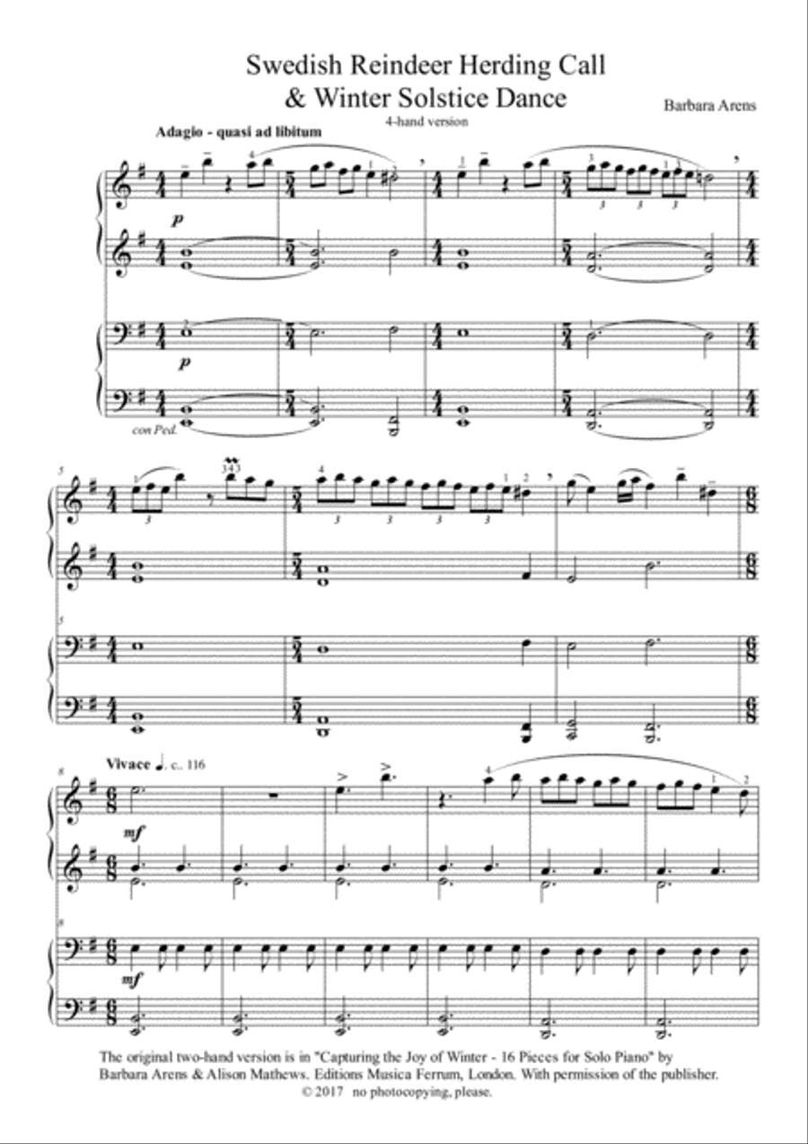 Swedish Reindeer Herding Call & Winter Solstice Dance Piano scores gallery preview page 2