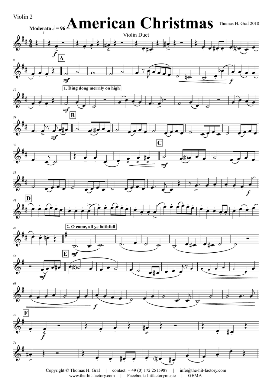 American Christmas - Mash up Rondo of best Christmas Songs - Violin Duet String Duet scores gallery preview page 6