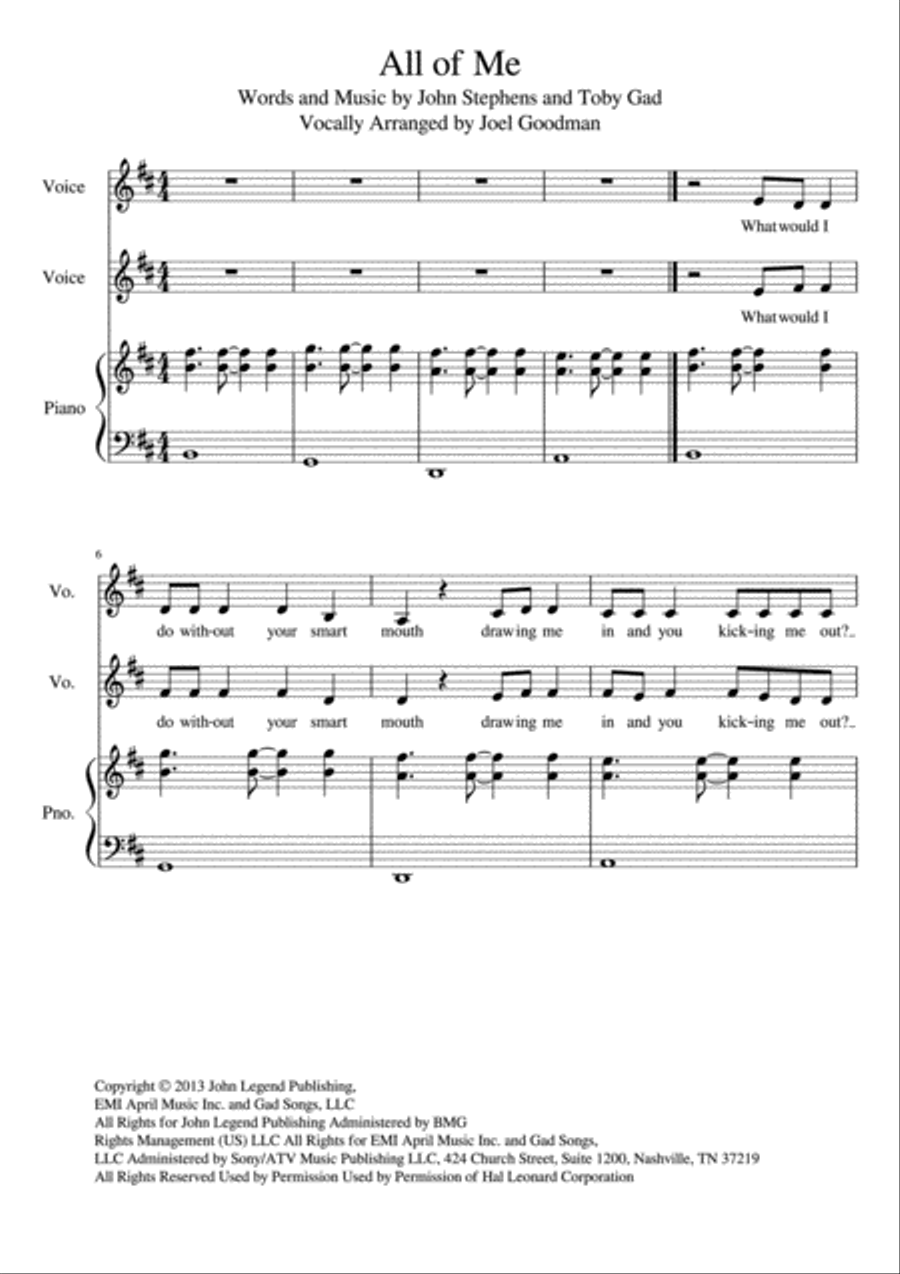 All Of Me Vocal Duet scores gallery preview page 1