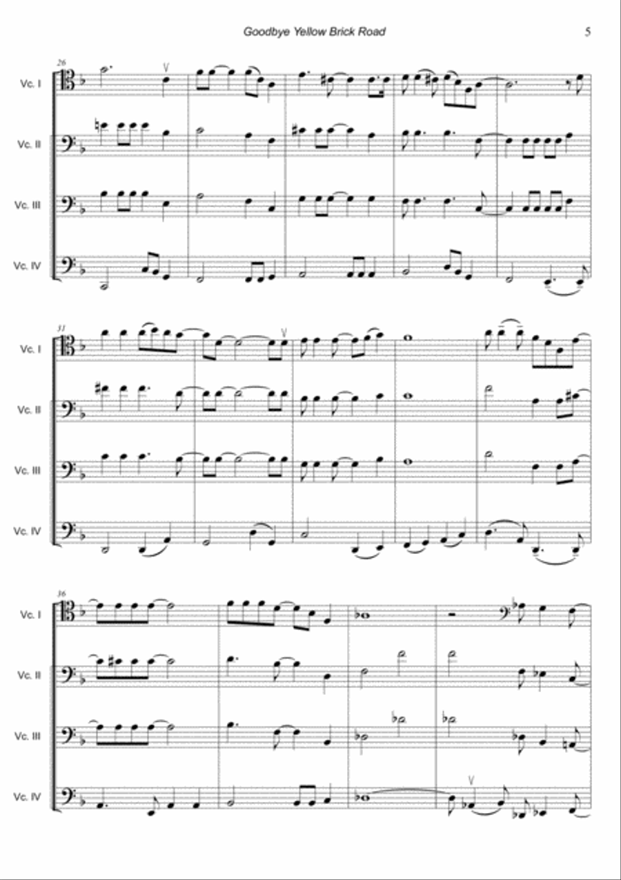Goodbye Yellow Brick Road String Quartet scores gallery preview page 5