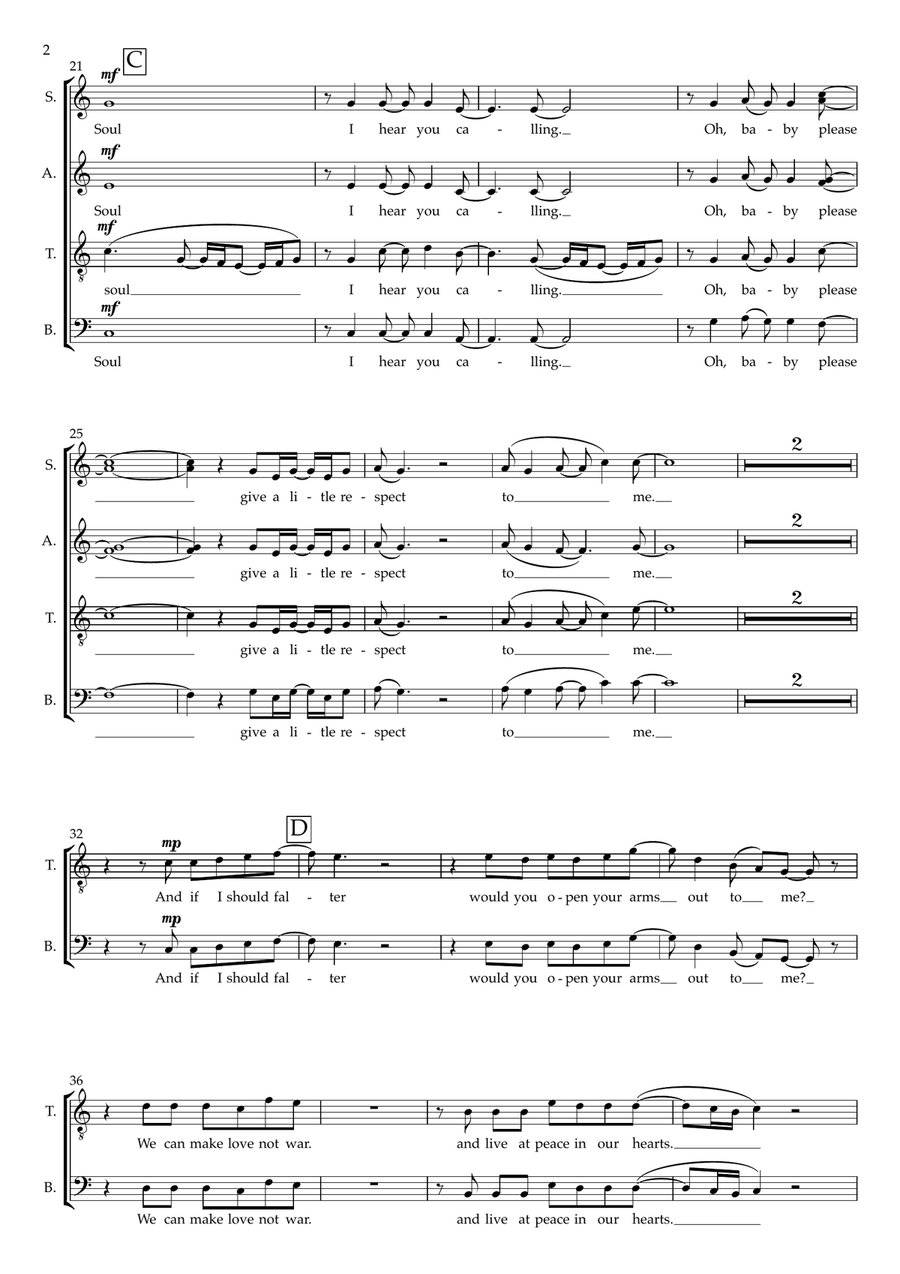 A Little Respect 4-Part scores gallery preview page 2