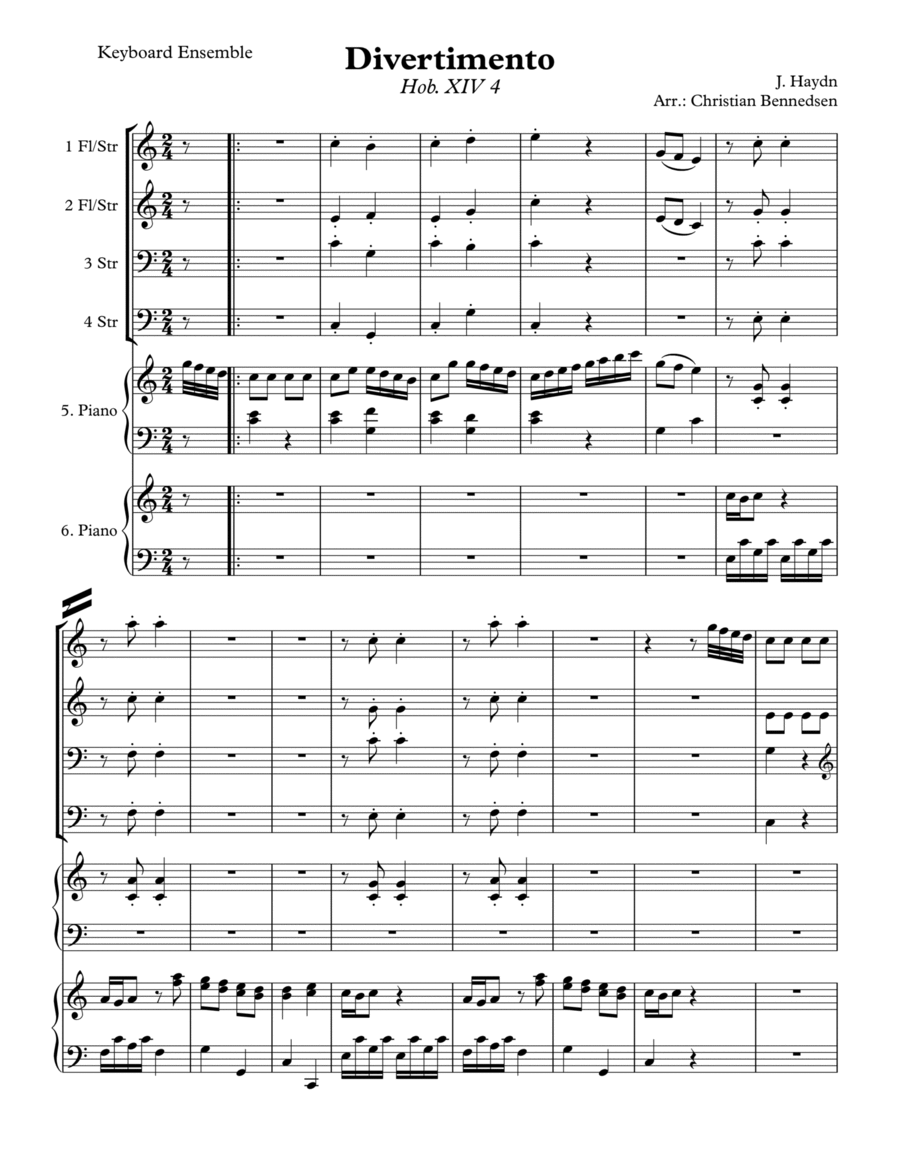 Haydn - Divertimento Hob. XIV 4 - Keyboard Ensemble Haydn - Divertimento Hob. XIV 4 - Keyboard Ensemble Large Ensemble scores gallery preview page 1