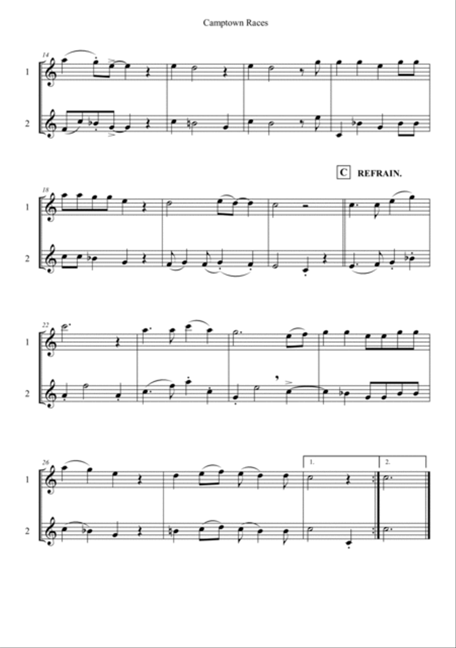 Camptown Races Woodwind Duet scores gallery preview page 2
