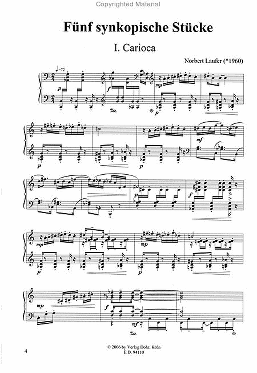 Fünf synkopische Stücke für Klavier (1984)