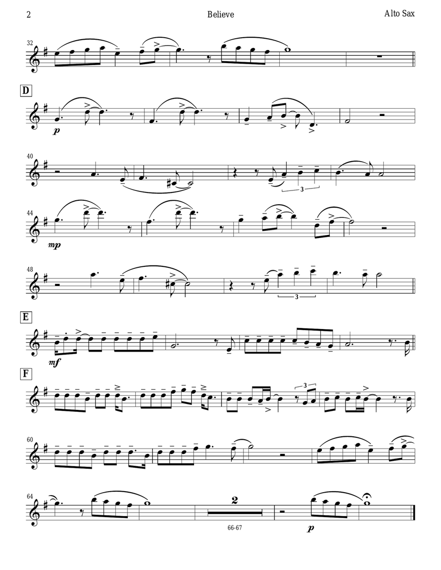 Believe Alto Saxophone scores gallery preview page 2