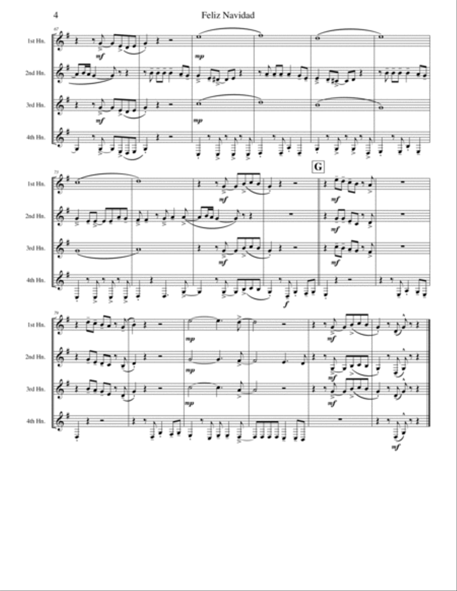 Feliz Navidad Brass Quartet scores gallery preview page 4