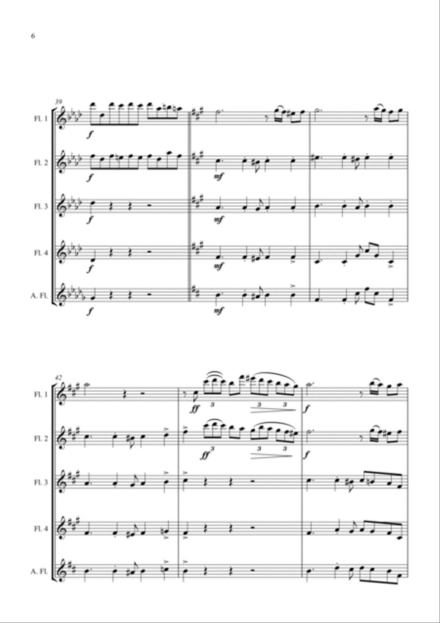 Fur Elise - Jazz Arrangement for Flute Quartet Flute Quartet scores gallery preview page 6