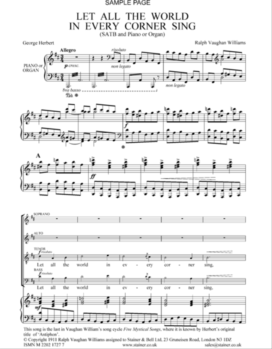 Let all the world in every corner sing (Antiphon) 4-Part scores gallery preview page 2